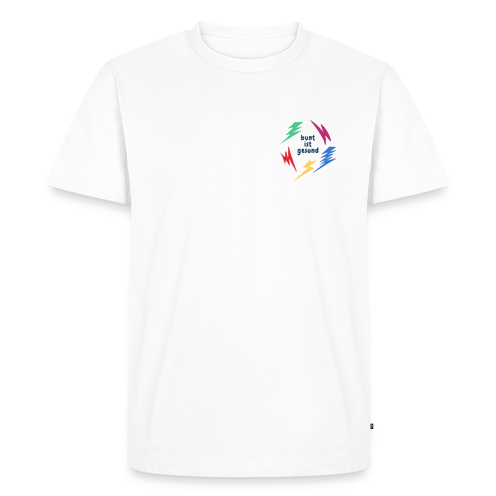 Bunt ist gesund Blitze Pocket - Männer Premium T-Shirt - Weiß