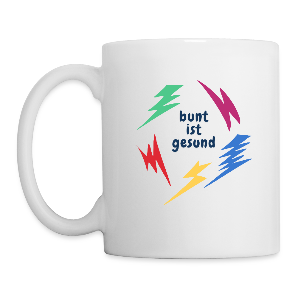Bunt ist gesund Blitze - Tasse - Weiß