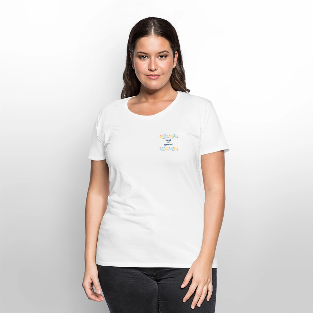 Bunt ist gesund Fragmente Pocket - Frauen Premium T-Shirt - Weiß