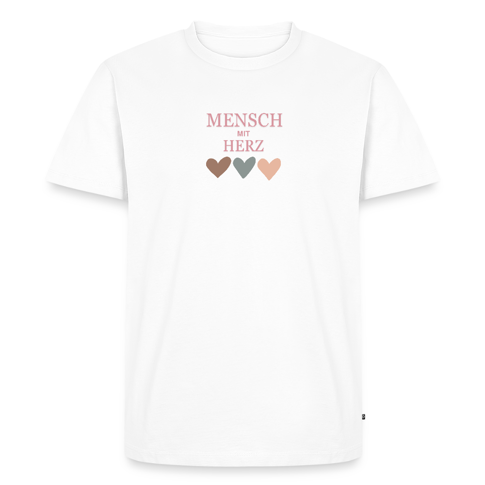 Mensch mit Herz - Männer Premium T-Shirt - Weiß